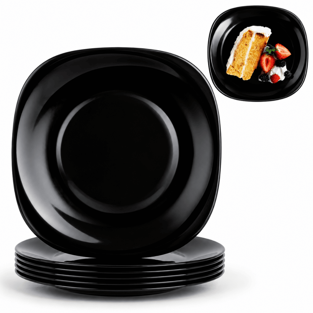 Prato de Vidro Preto 21,5cm Inga