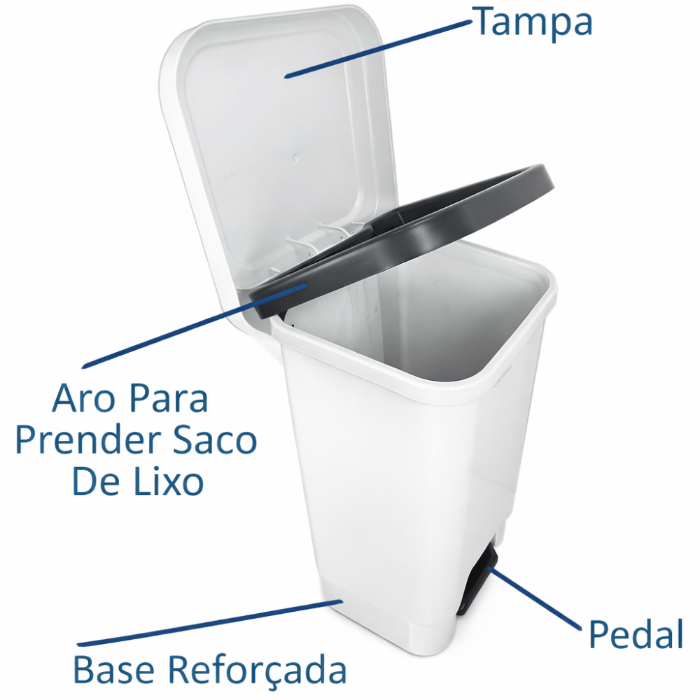 Lixeira C/Pedal 15L Branca Rotolider