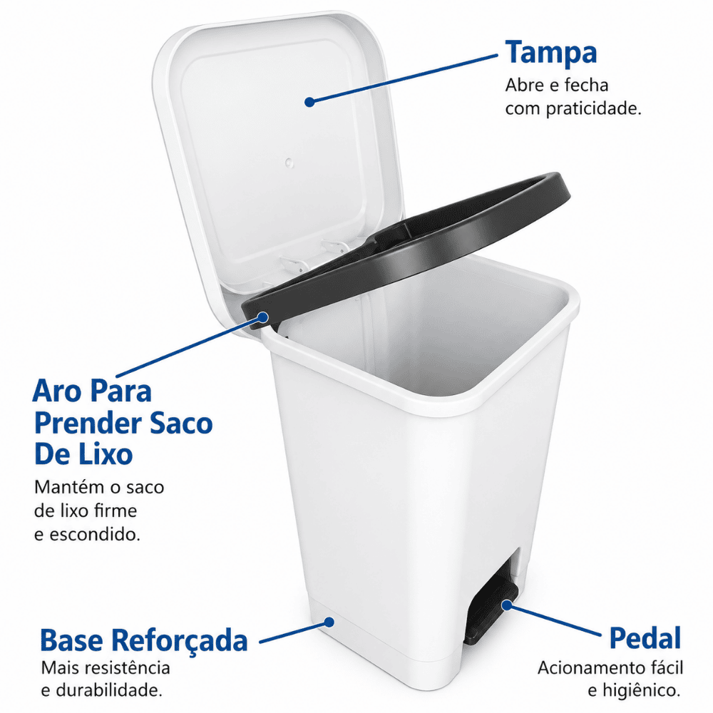Lixeira com Pedal 50 Litros Branca Rotolider