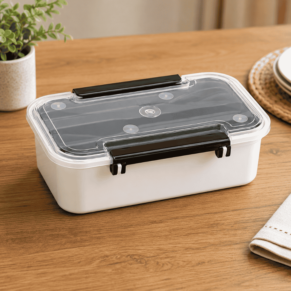 Marmibox com Compartimento para Talheres 780ml Preta Nitron