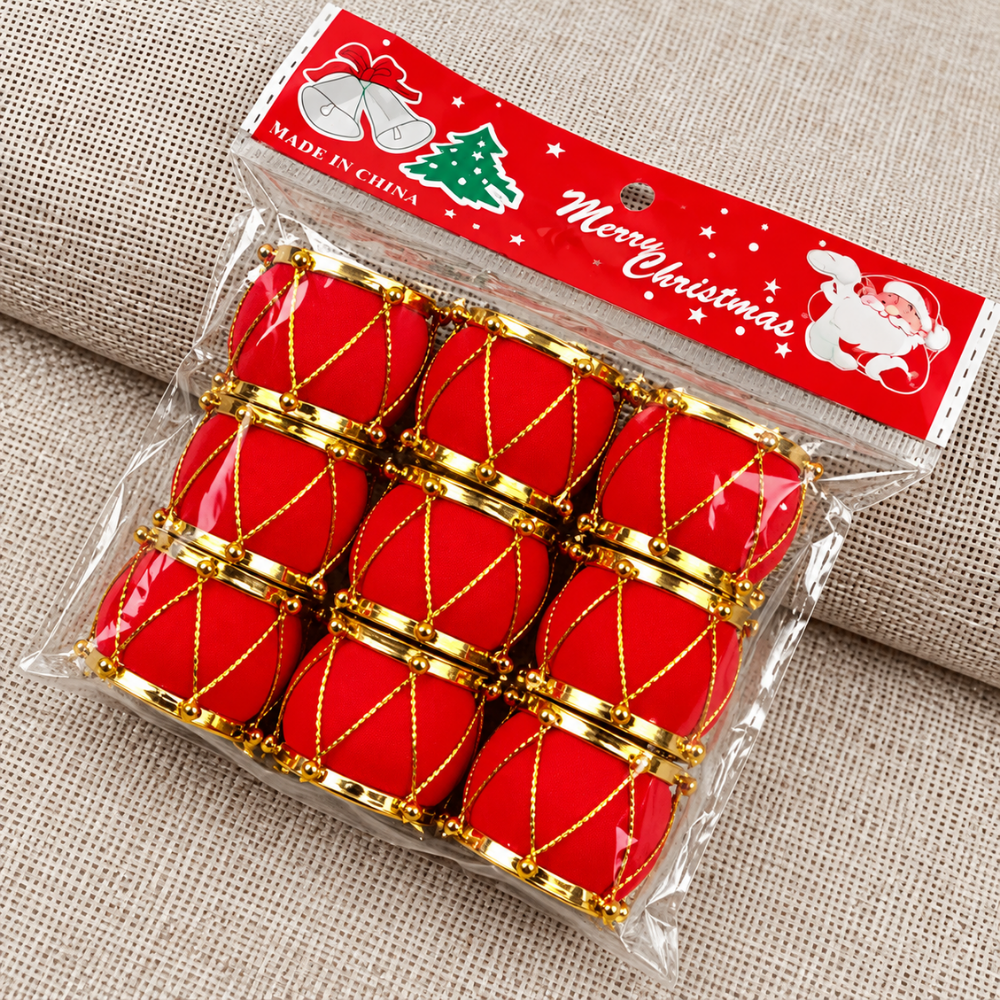 Tambor Decorativo para Árvore de Natal 2,5cm 9 Peças Chazak