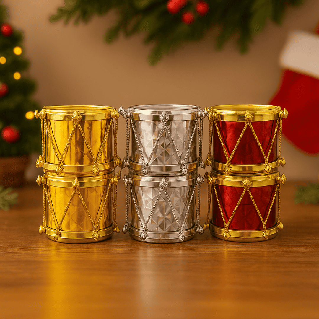 Tambor Decorativo de Natal 4cm 6 Peças Chazak