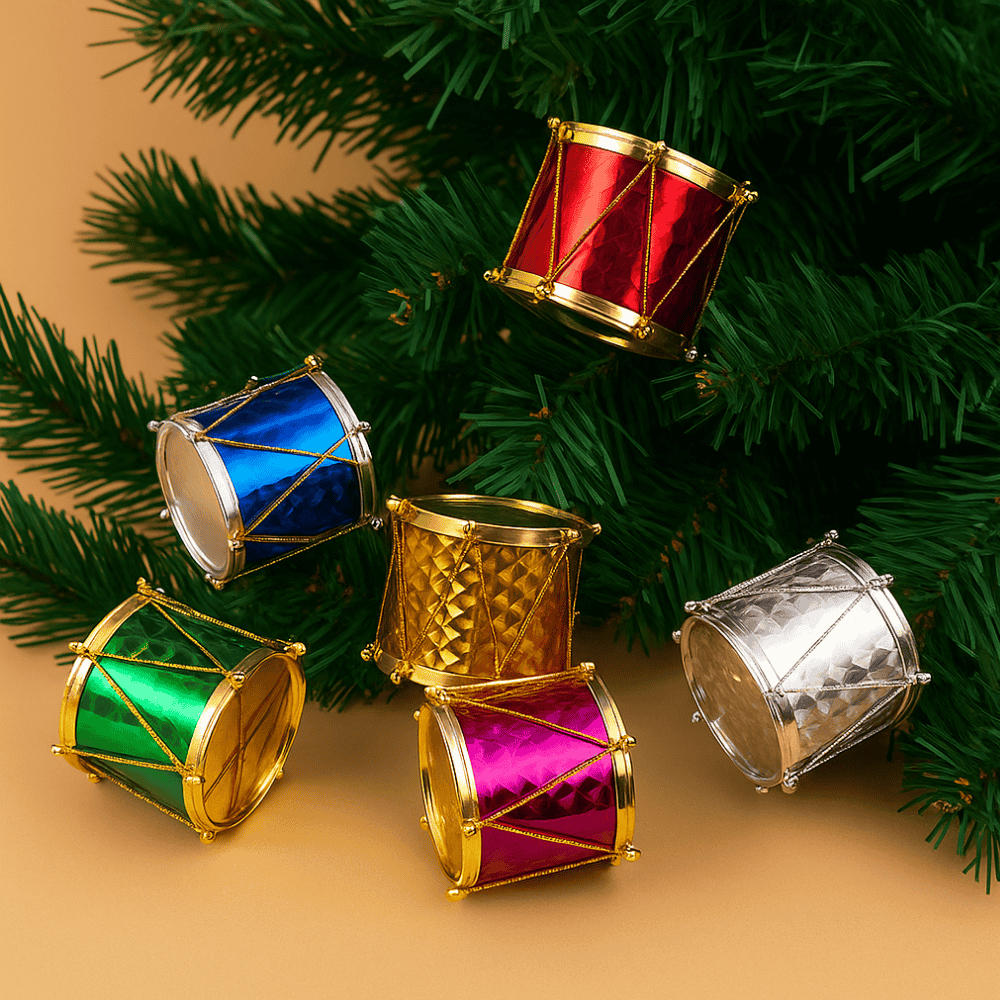 Tambor Decorativo de Natal 4cm 6 Peças Chazak