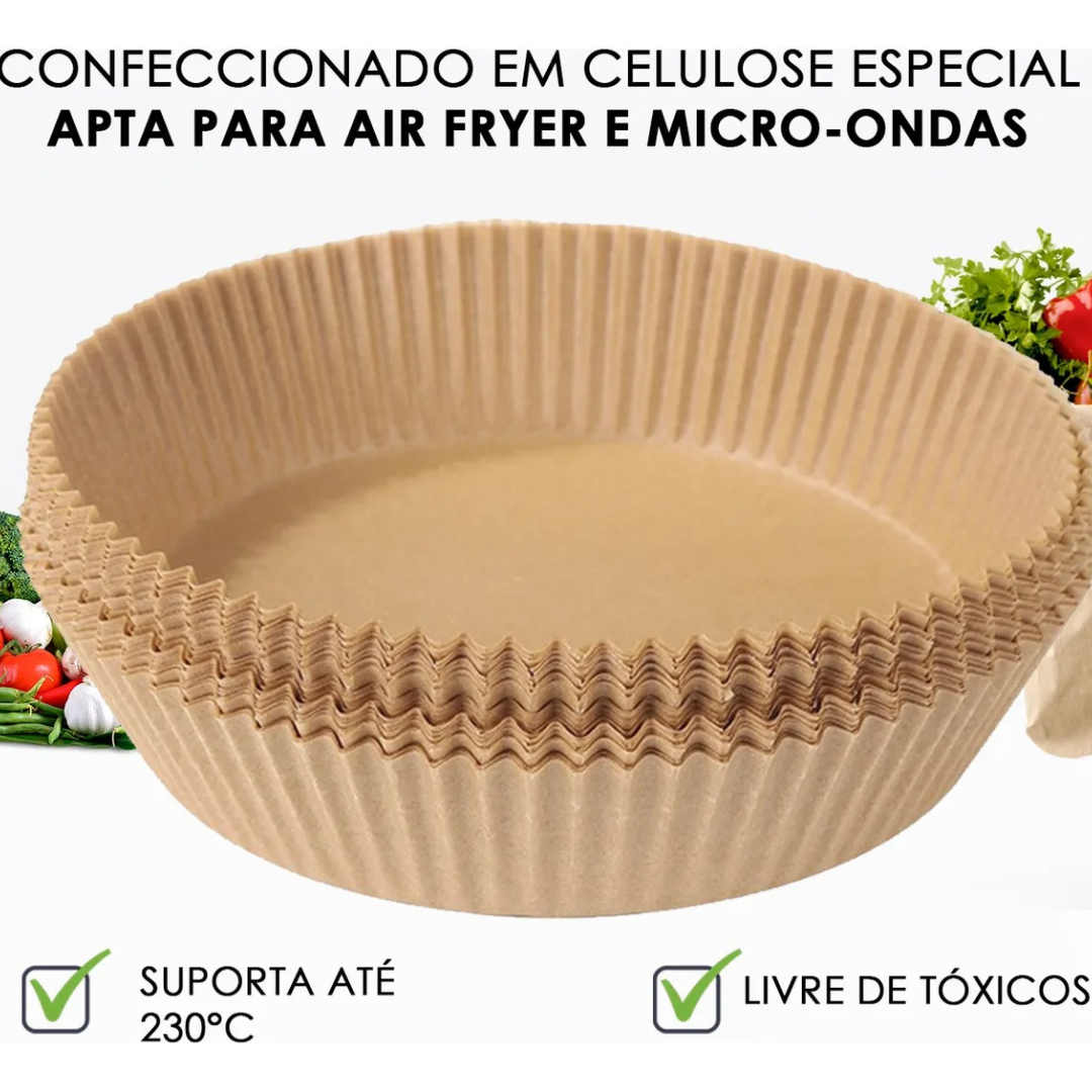 Kit 50 Forma Protetora Em Papel Para Air Fryer 20Cm