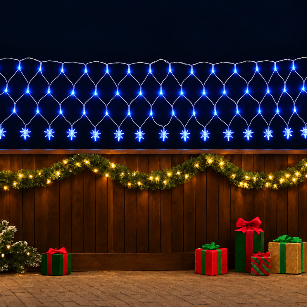 Pisca-Pisca Rede de Natal 120 LEDs Azuis Estrela 3 m 127V Rio Master