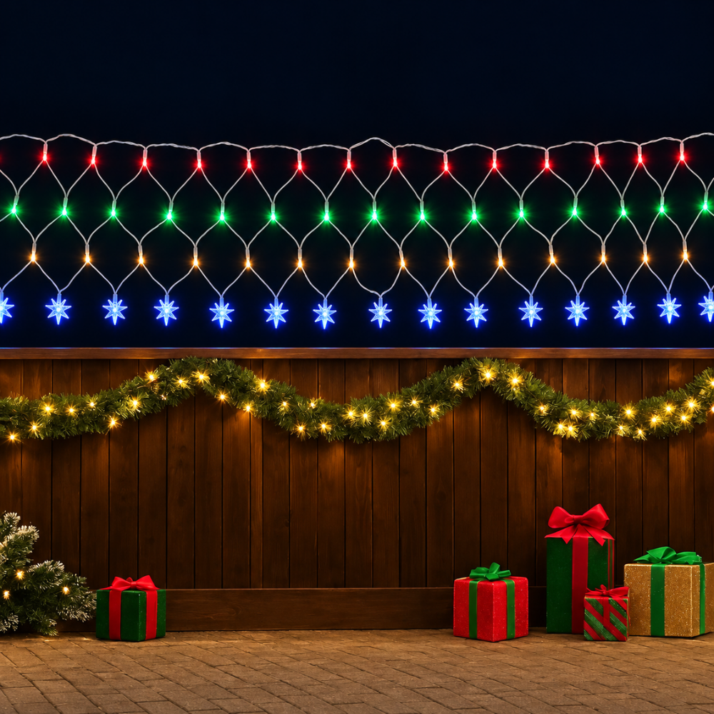 Pisca-Pisca Rede de Natal 120 LEDs Coloridos Estrela 3 m 127V Rio Master