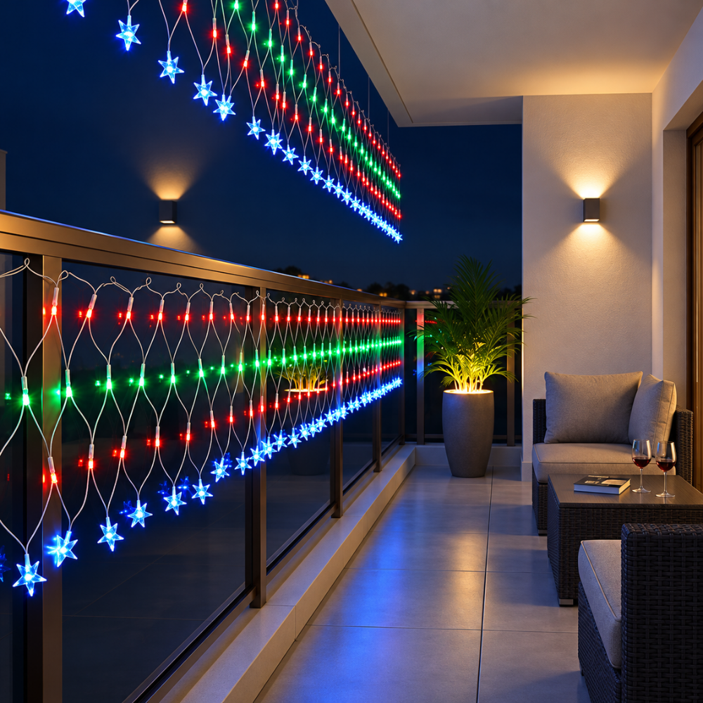 Pisca-Pisca Rede de Natal 120 LEDs Coloridos Estrela 3 m 127V Rio Master