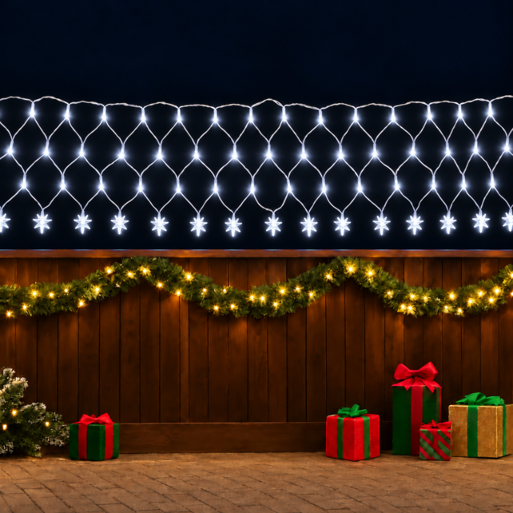 Pisca-Pisca Rede de Natal 120 LEDs Brancos Estrela 3 m 127V Rio Master