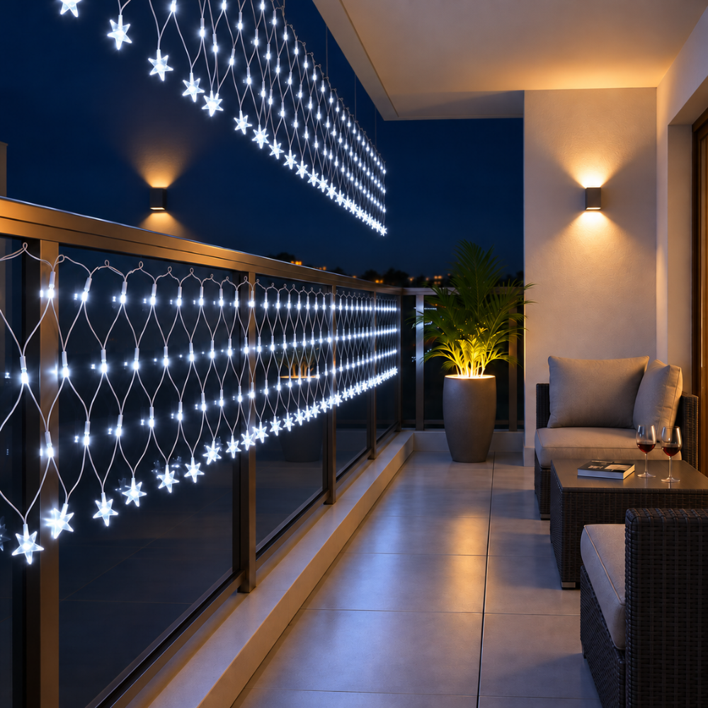 Pisca-Pisca Rede de Natal 120 LEDs Brancos Estrela 3 m 127V Rio Master