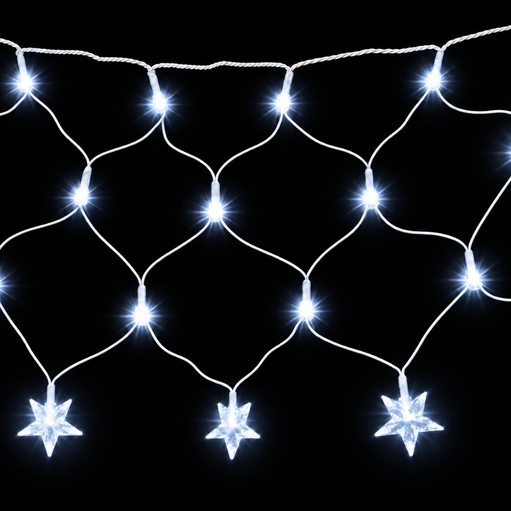 Pisca-Pisca Rede de Natal 120 LEDs Brancos Estrela 3 m 127V Rio Master