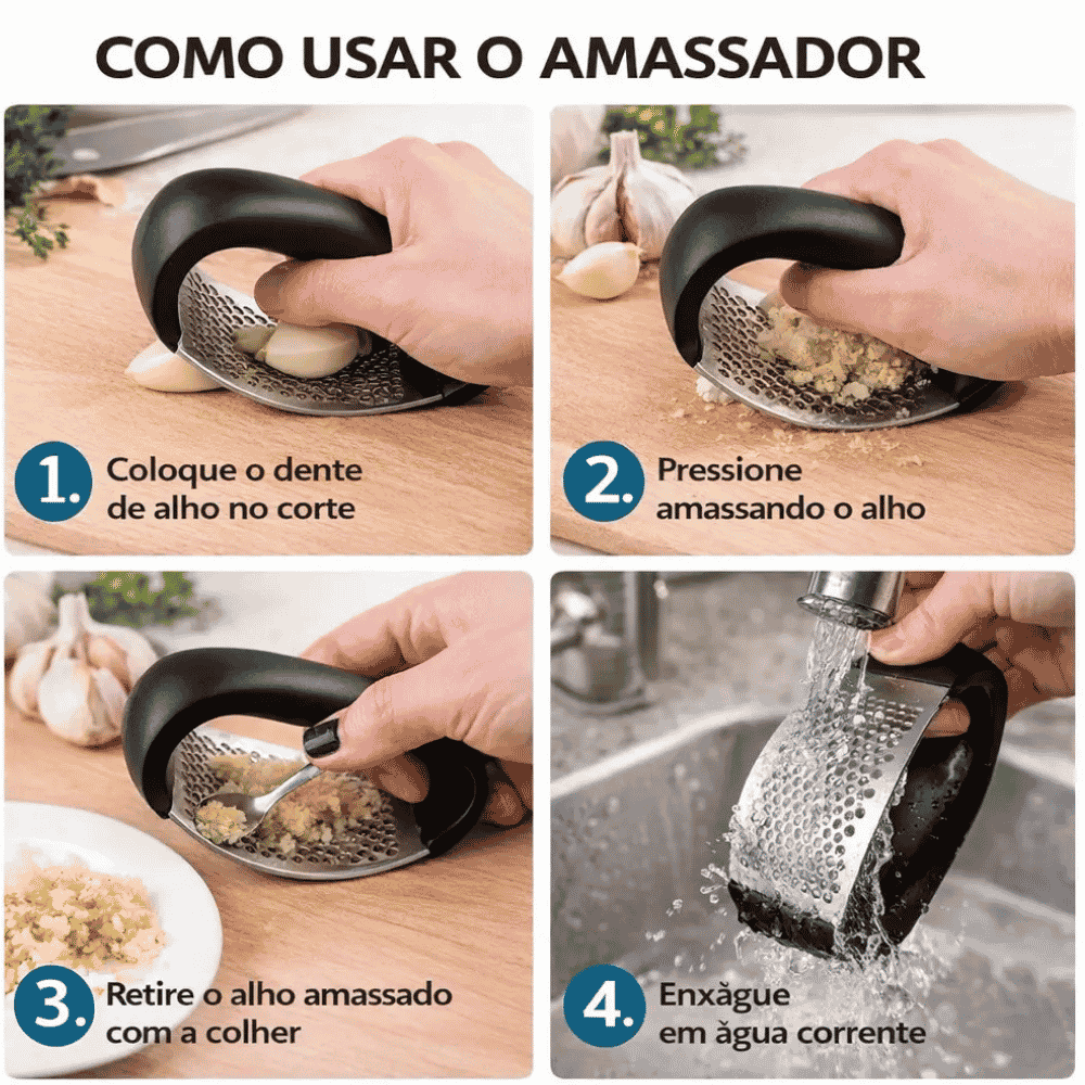 Triturador Alho  Em Plast Lamina Inox Amigold 3366rl
