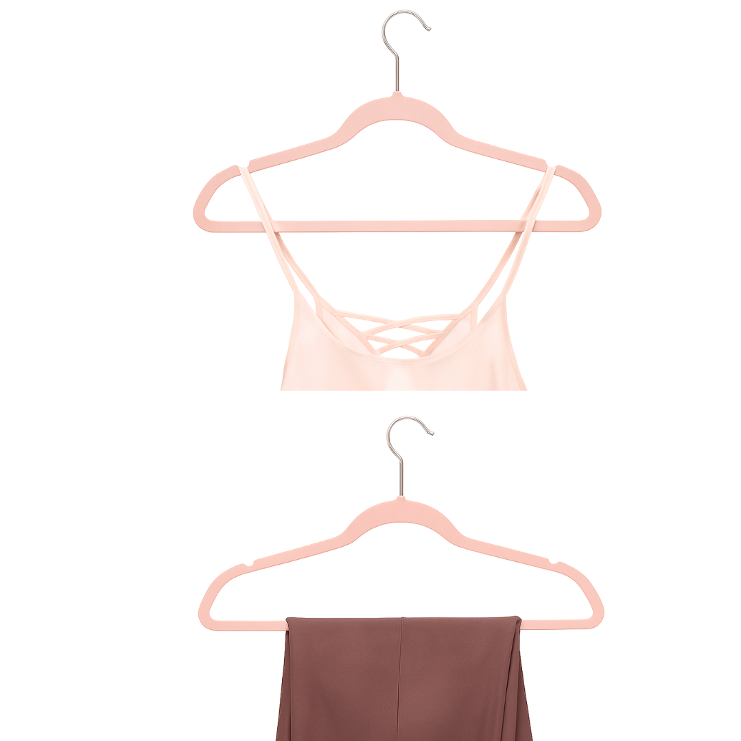 Kit C/3 Cabides Veludo Rosa