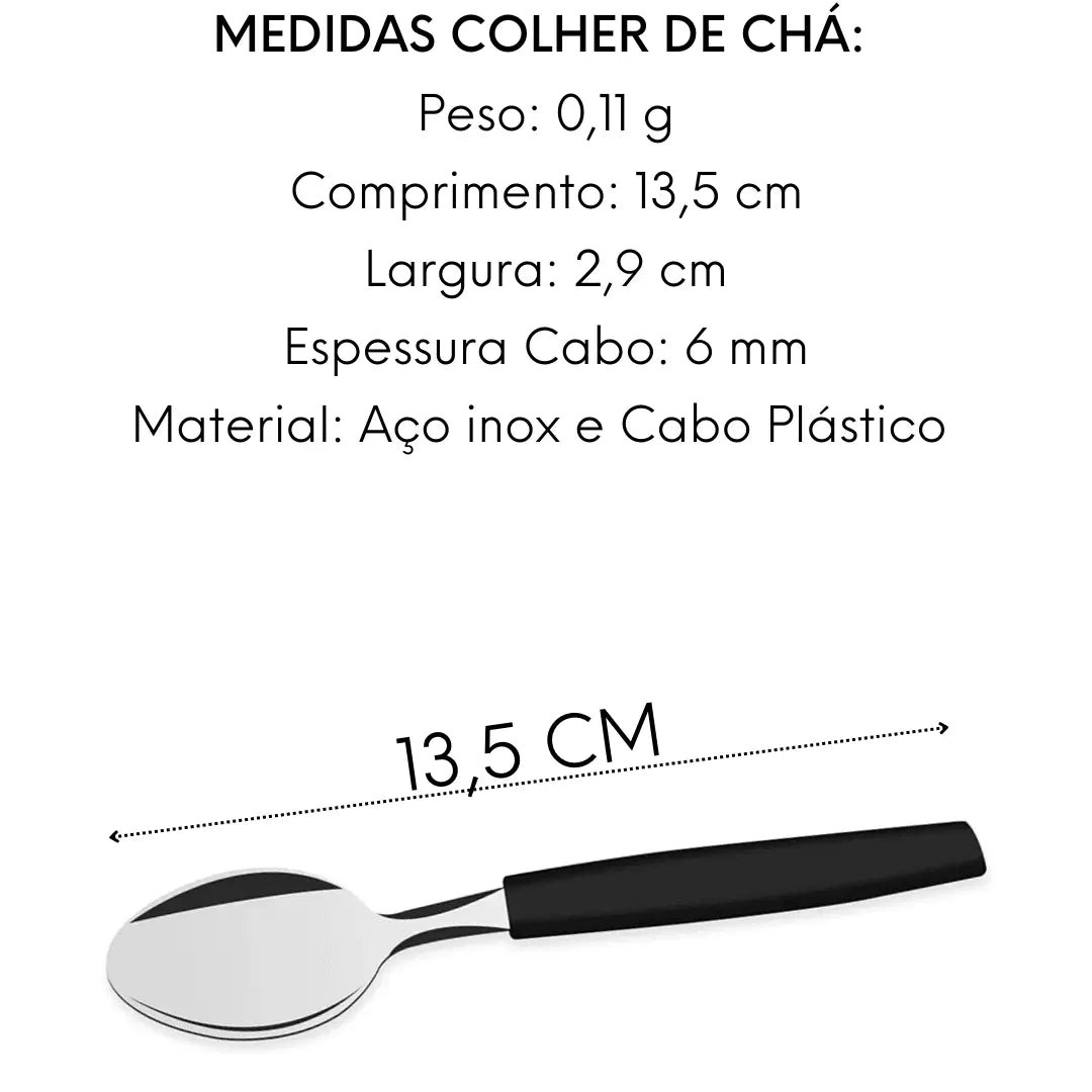 Colher De Cha Color Preto Original Steel