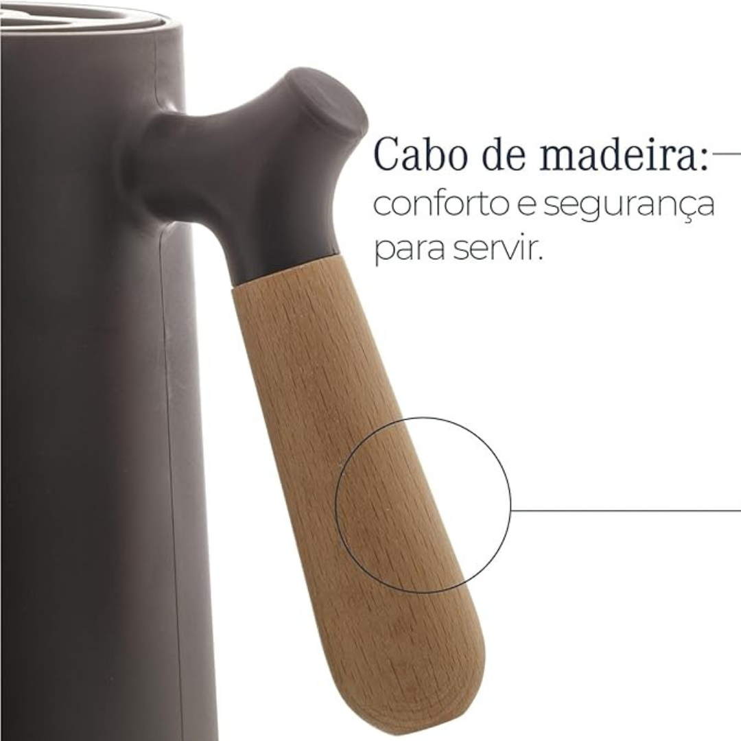 Garrafa Térmica Com Alça De Madeira 1 L – Chazak
