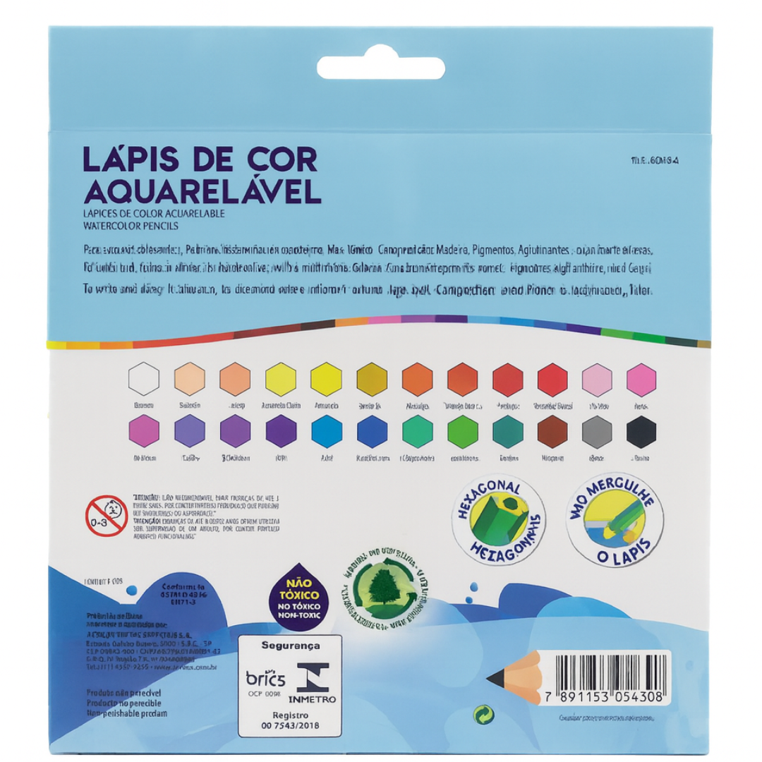 Lápis De Cor Aquarelável Acrilex 24 Cores