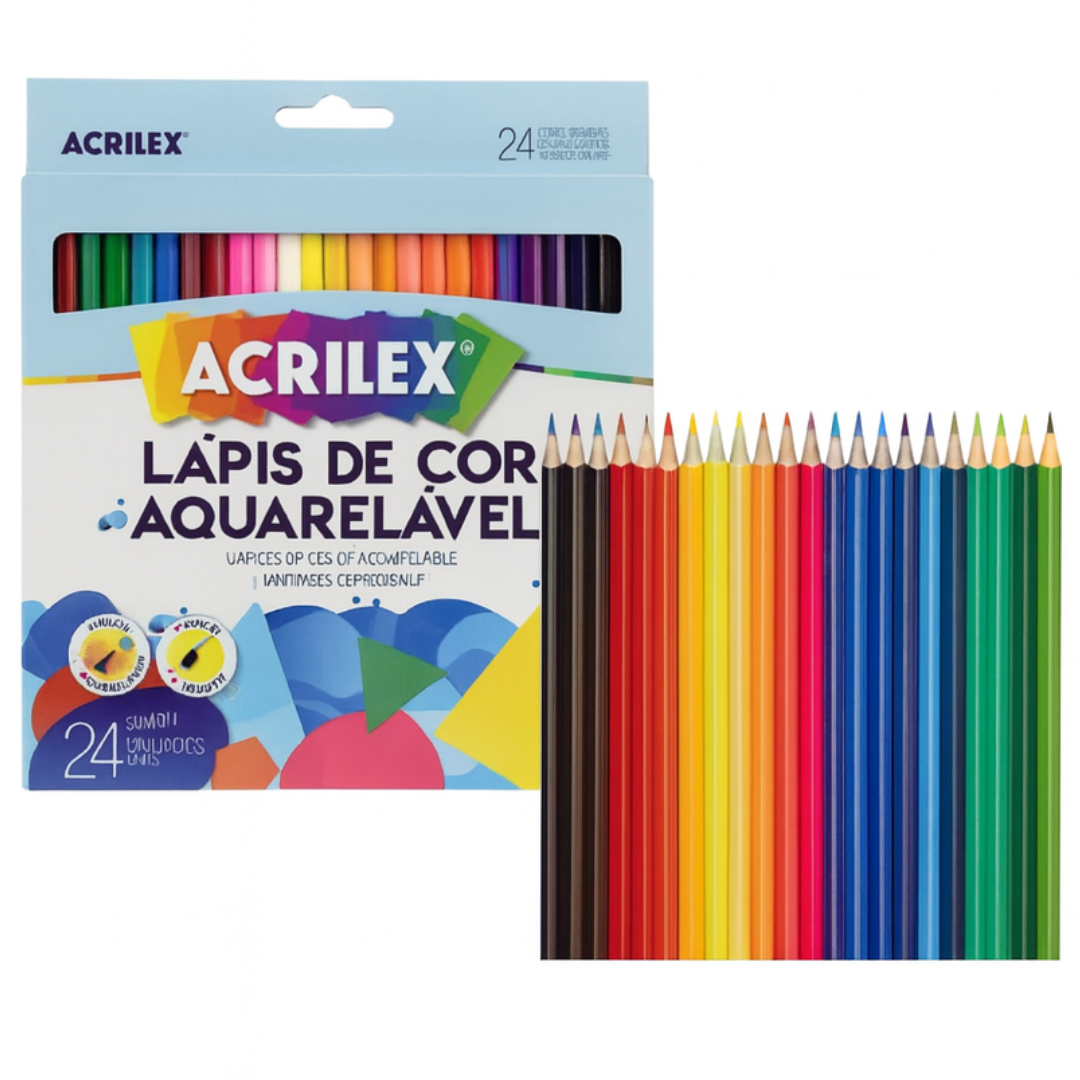 Lápis De Cor Aquarelável Acrilex 24 Cores
