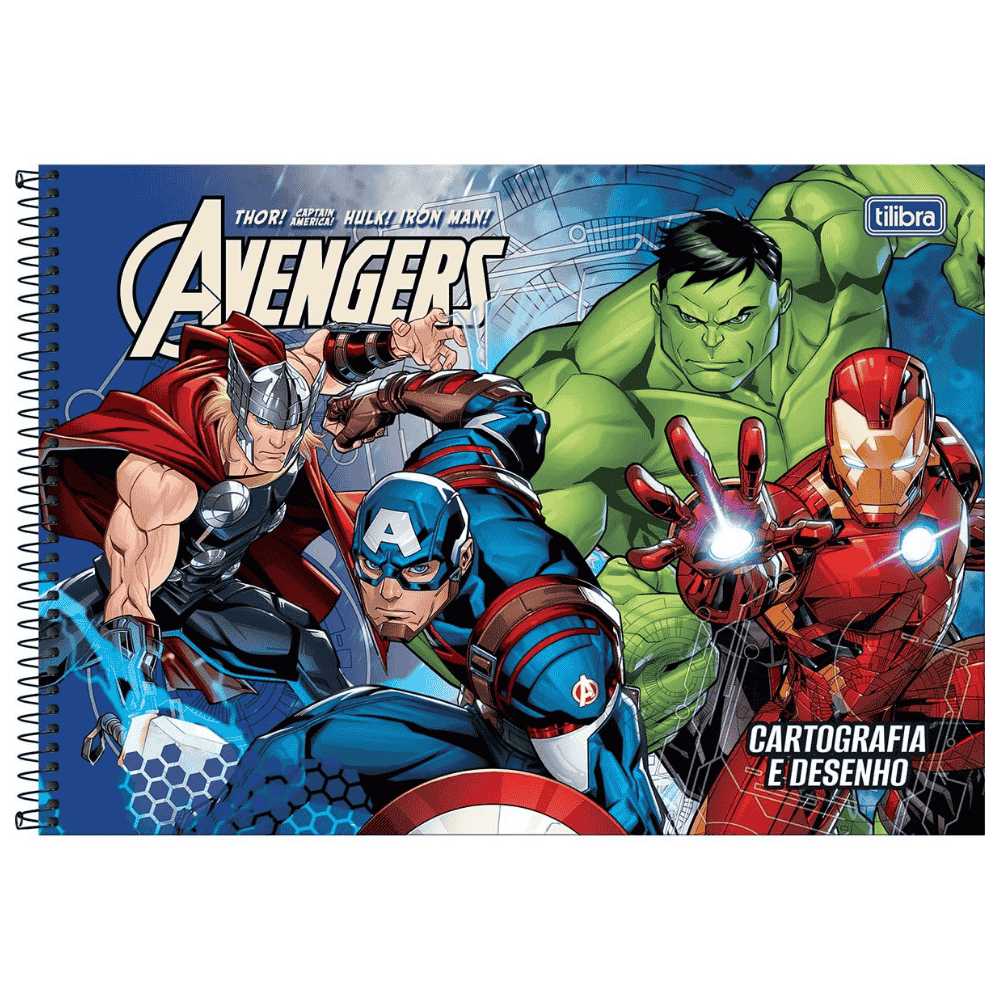 Caderno Espiral Cartografia E Desenho Avengers 80 Folhas Tilibra