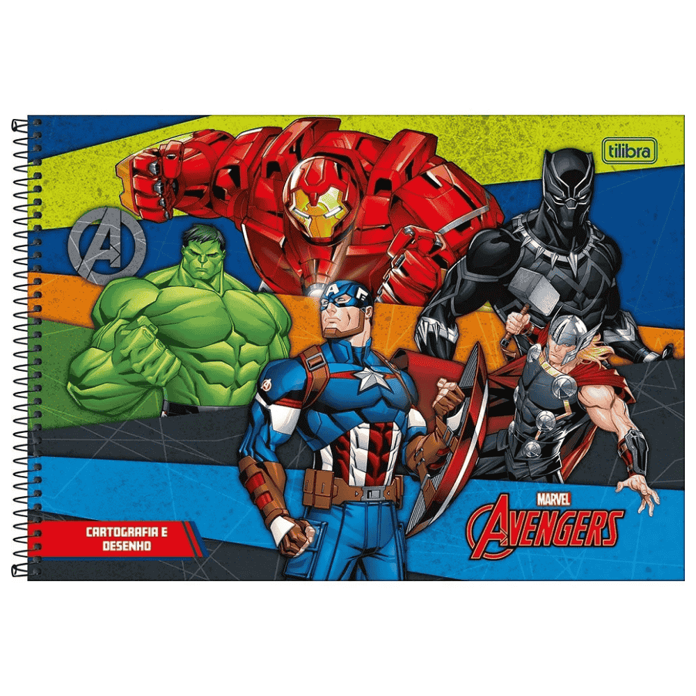 Caderno Espiral Cartografia E Desenho Avengers 80 Folhas Tilibra