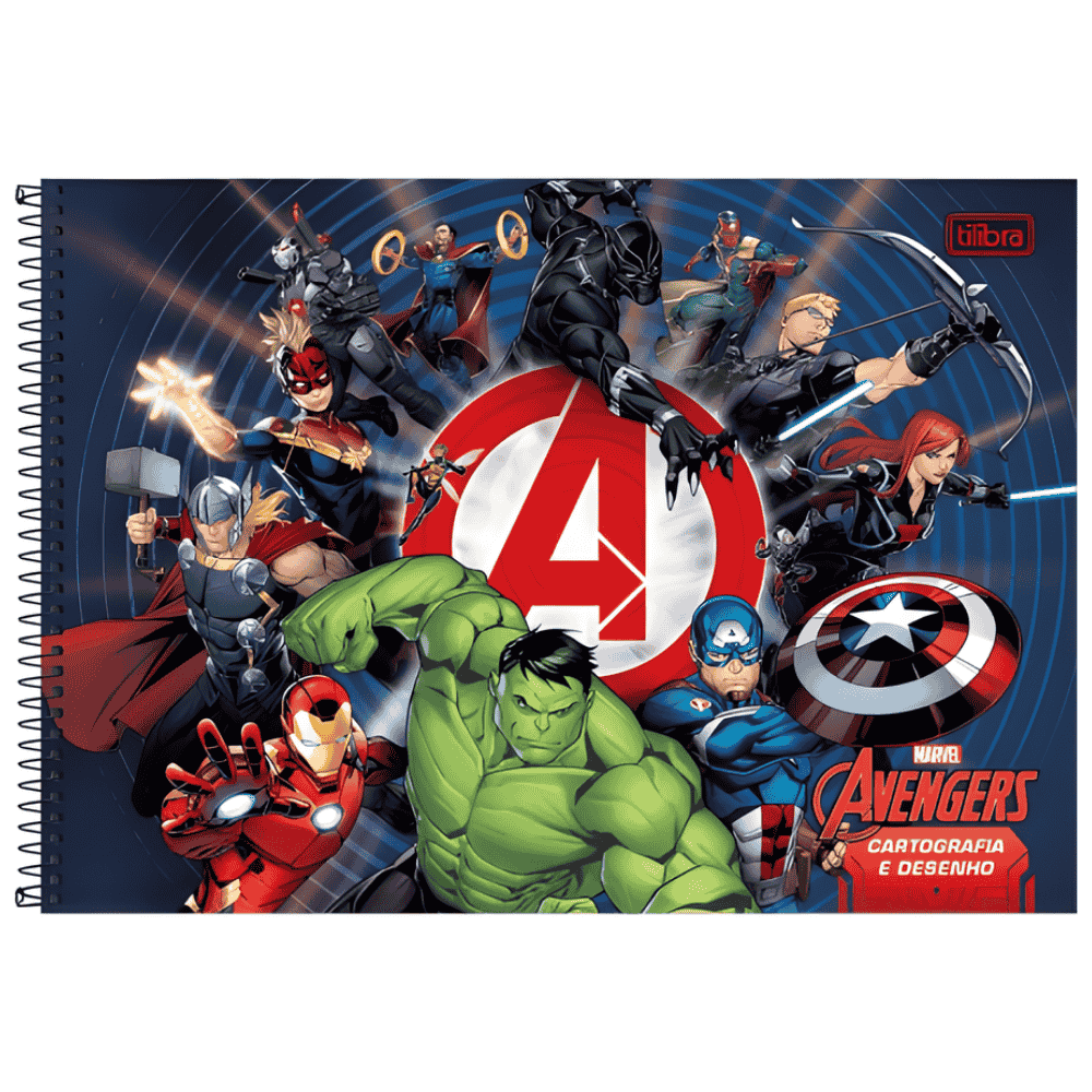 Caderno Espiral Cartografia E Desenho Avengers 80 Folhas Tilibra