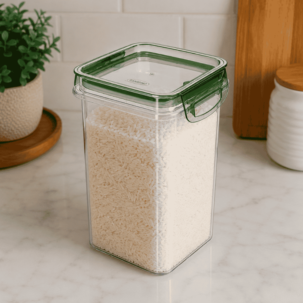 Porta Mantimento Trava Mais Quadrado Cristal 830ml Plasútil