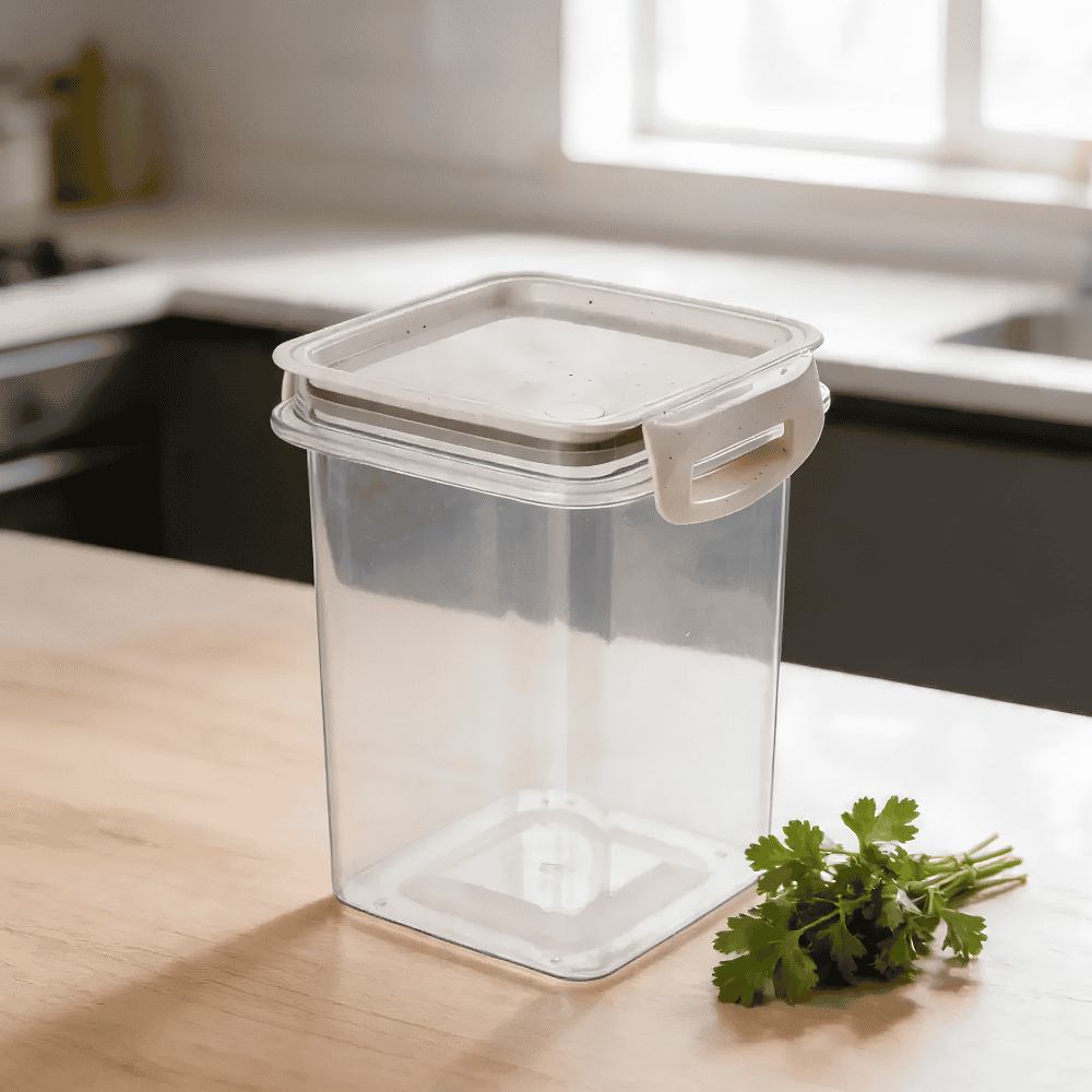 Porta Mantimento Trava Mais Quadrado Cristal 830ml Plasútil