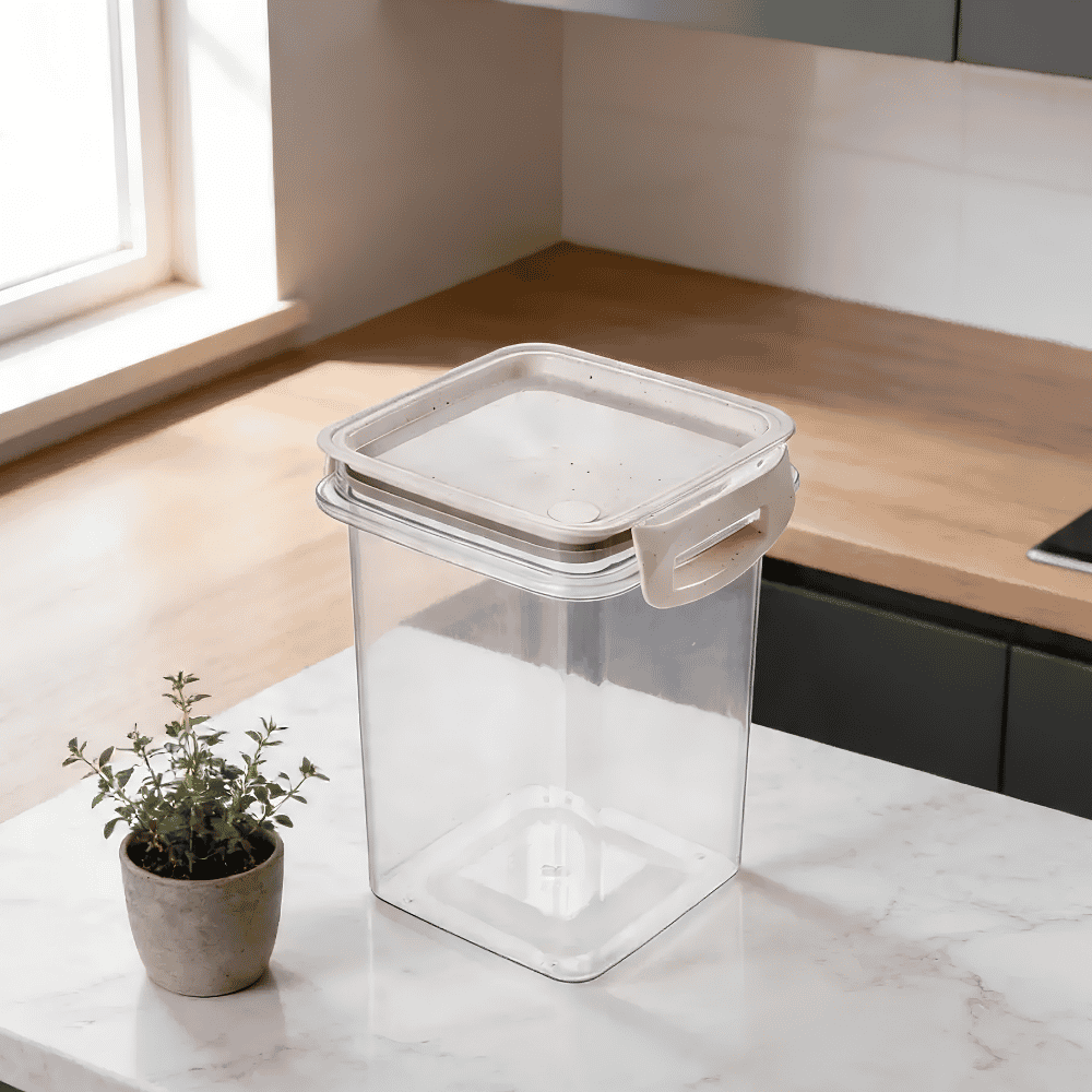 Porta Mantimento Trava Mais Quadrado Cristal 830ml Plasútil
