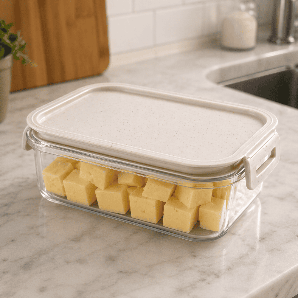 Pote Retangular Trava Mais 500ml Cristal Plasutil