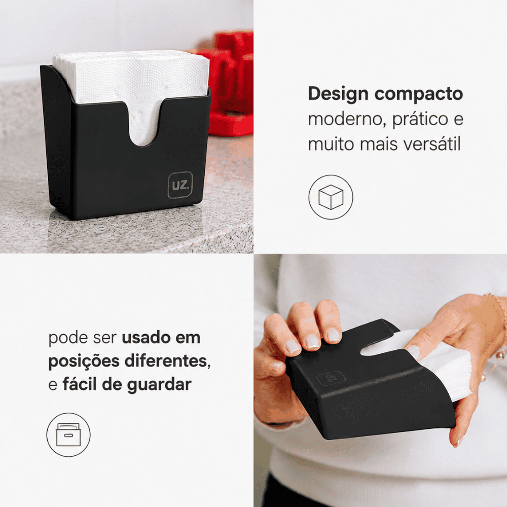 Porta Guardanapo Slim Preto UZ