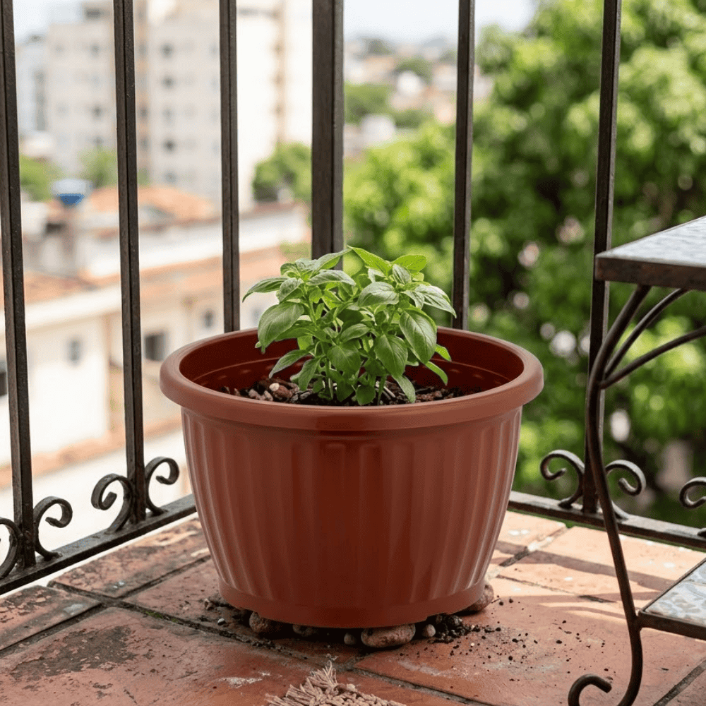 Vaso Redondo Canelado Cerâmico 6L Ercaplast