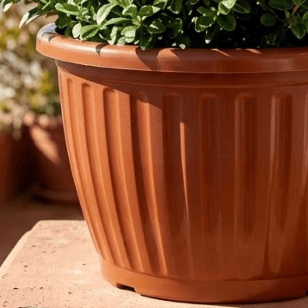 Vaso Redondo Canelado Cerâmico 6L Ercaplast