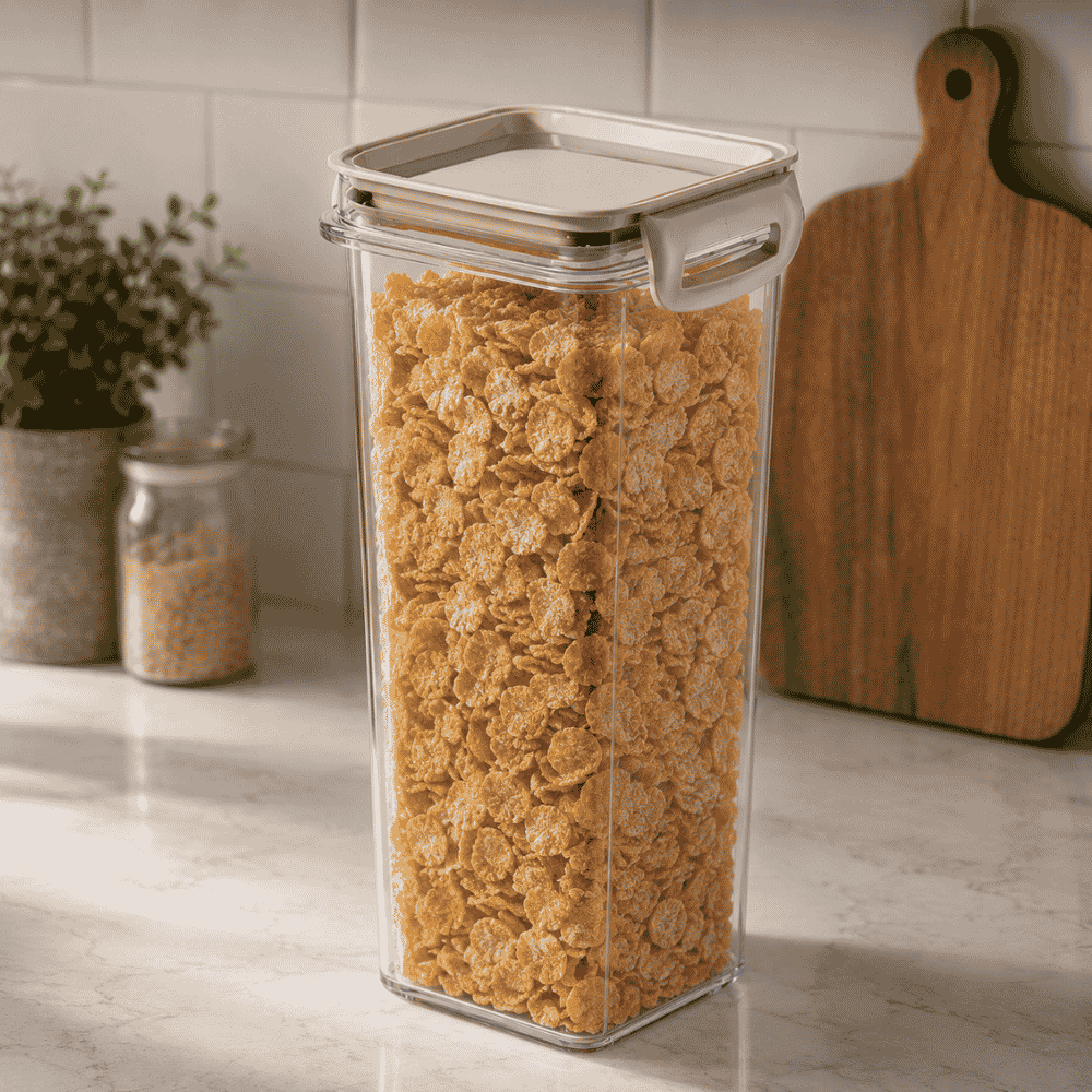 Porta Mantimentos Trava Mais Quadrado Cristal 1,6LT Plasutil