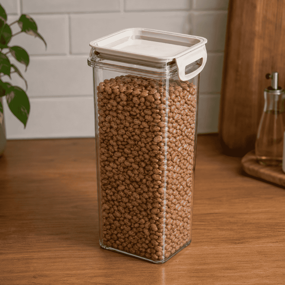 Porta Mantimentos Trava Mais Quadrado Cristal 1,6LT Plasutil