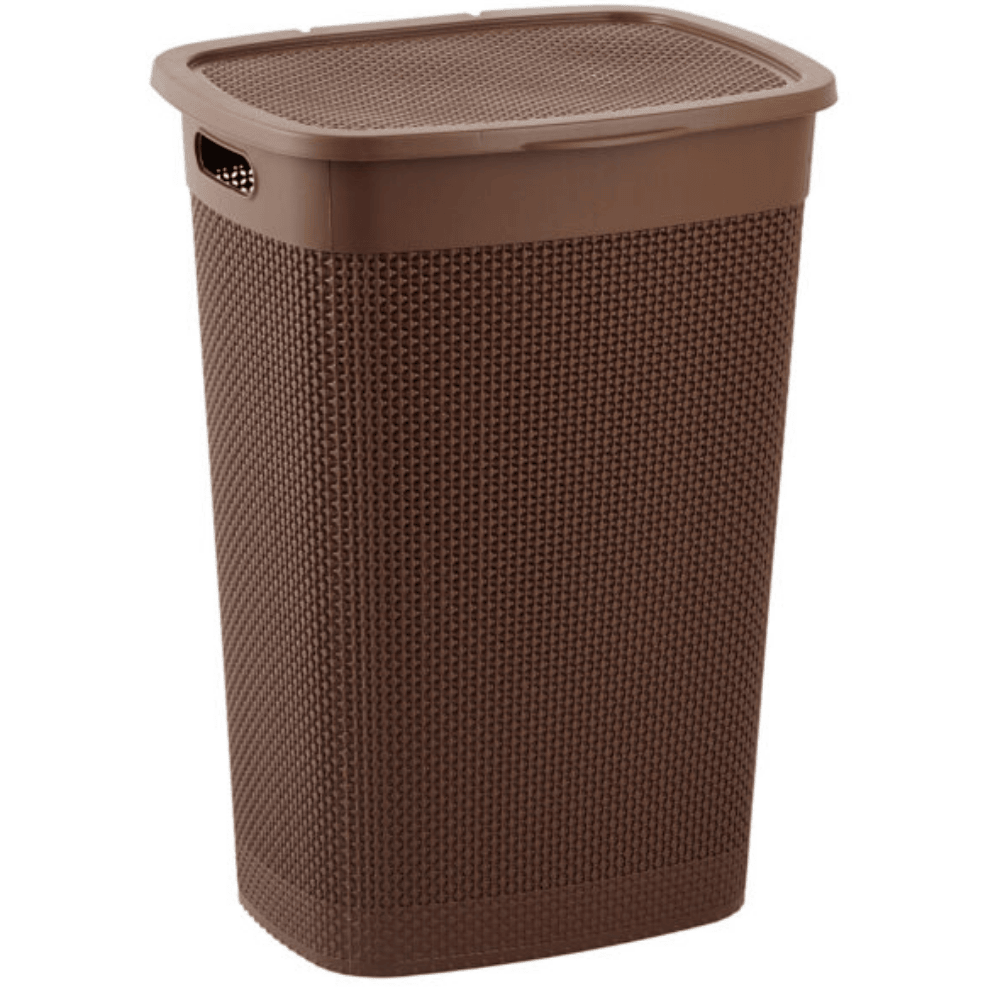 Cesto Naturalle Rattan Com Tampa 55L Tabaco Rischioto
