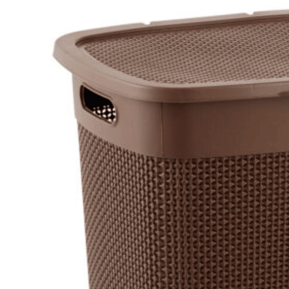 Cesto Naturalle Rattan Com Tampa 55L Tabaco Rischioto