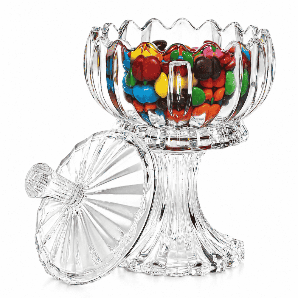 Potiche Decorativo Cristal com Pé e Tampa Geneva Coliseu