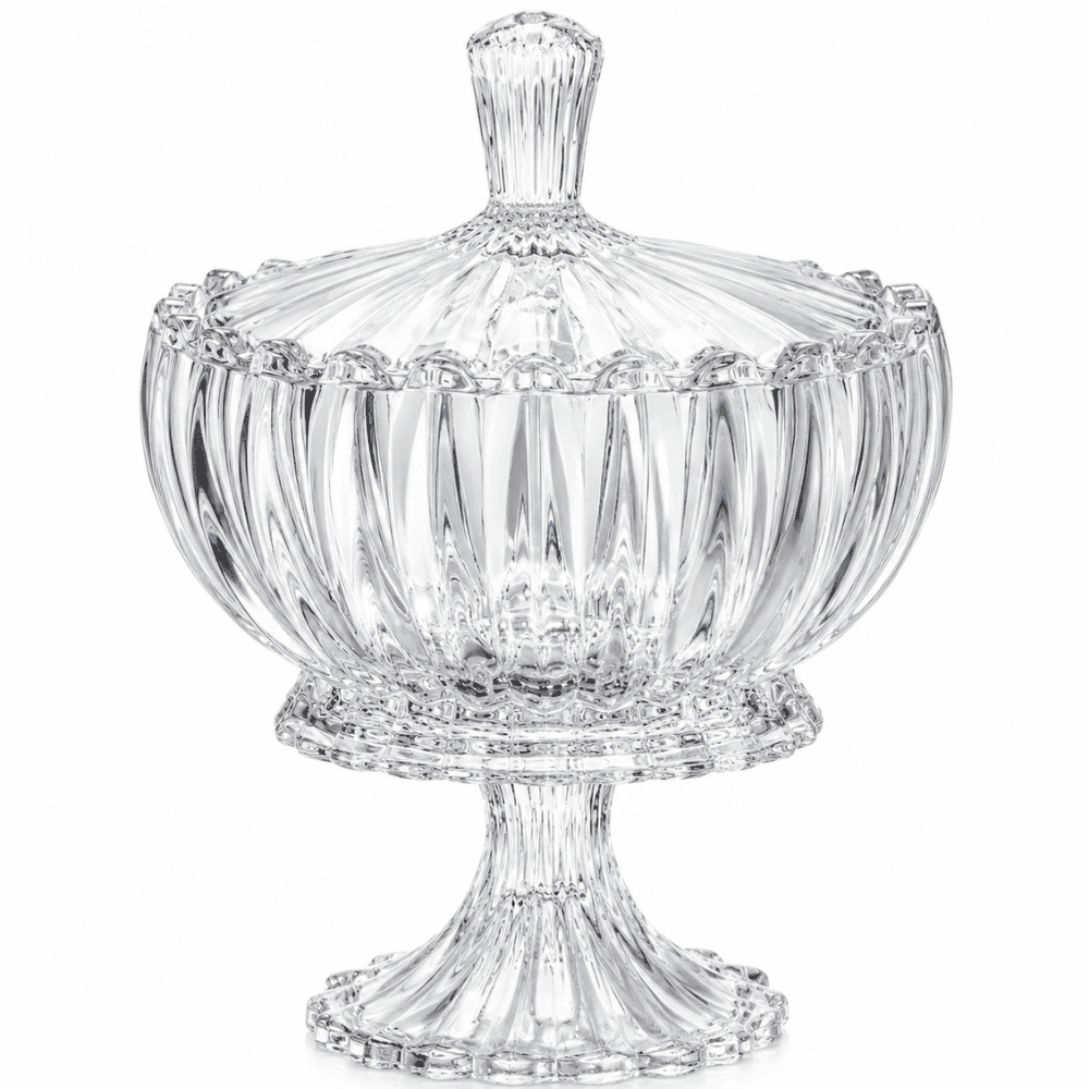 Potiche Decorativo Cristal com Pé e Tampa Geneva Coliseu