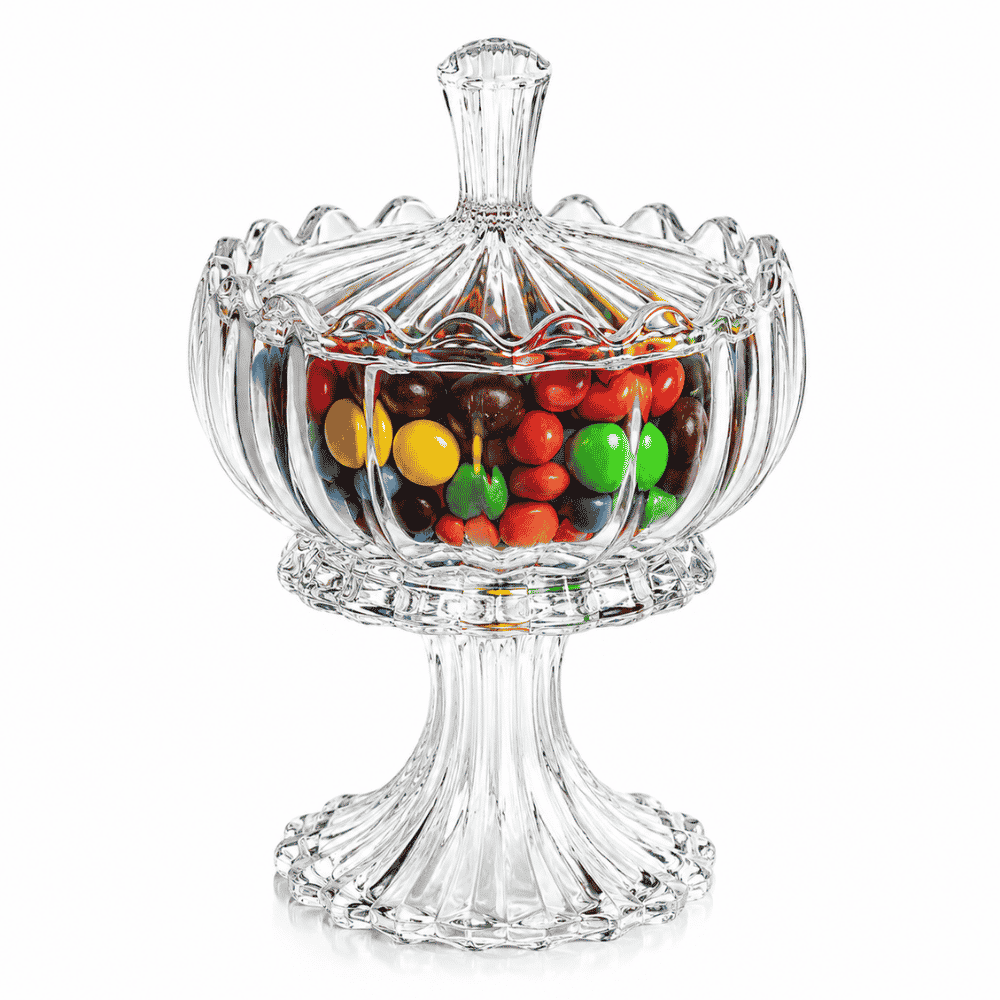 Potiche Decorativo Cristal com Pé e Tampa Geneva Coliseu