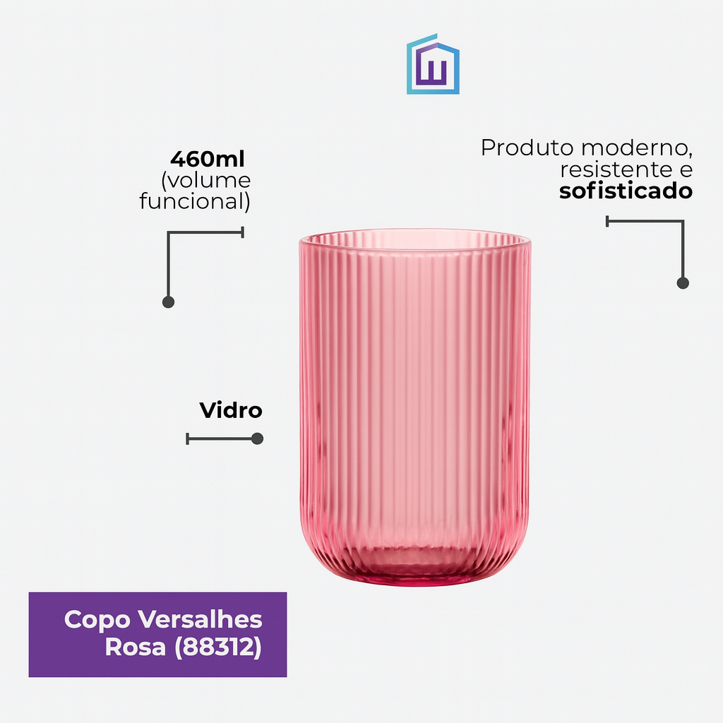 Copo Versalhes Rosa Kehome