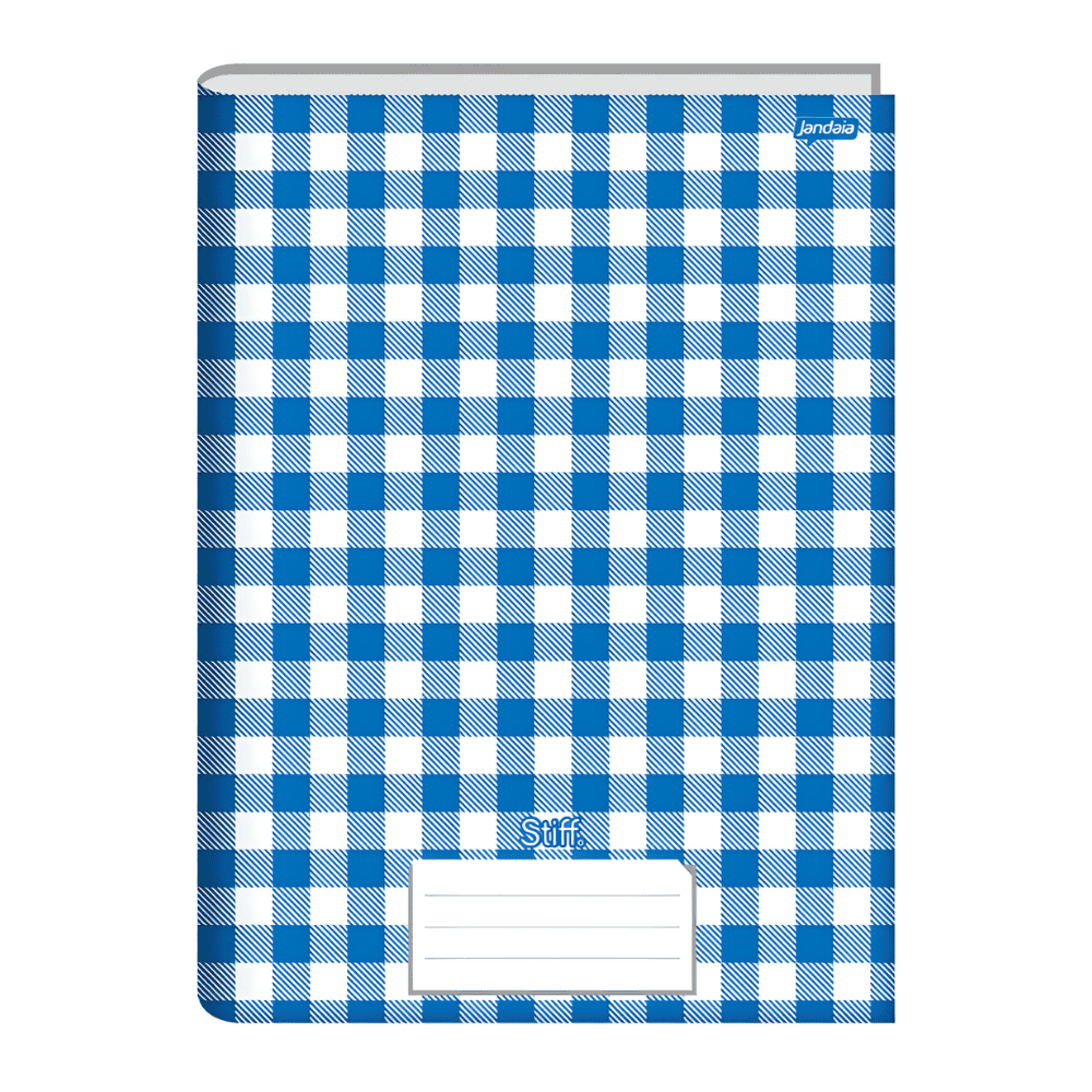 Caderno Brochura 1/4 96 Folhas Stiff Xadrez Azul Jandaia