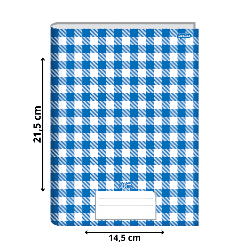 Caderno Brochura 1/4 96 Folhas Stiff Xadrez Azul Jandaia