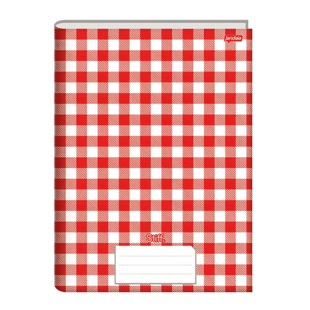 Caderno Brochura 1/4 96 Folhas Stiff Xadrez Vermelho Jandaia