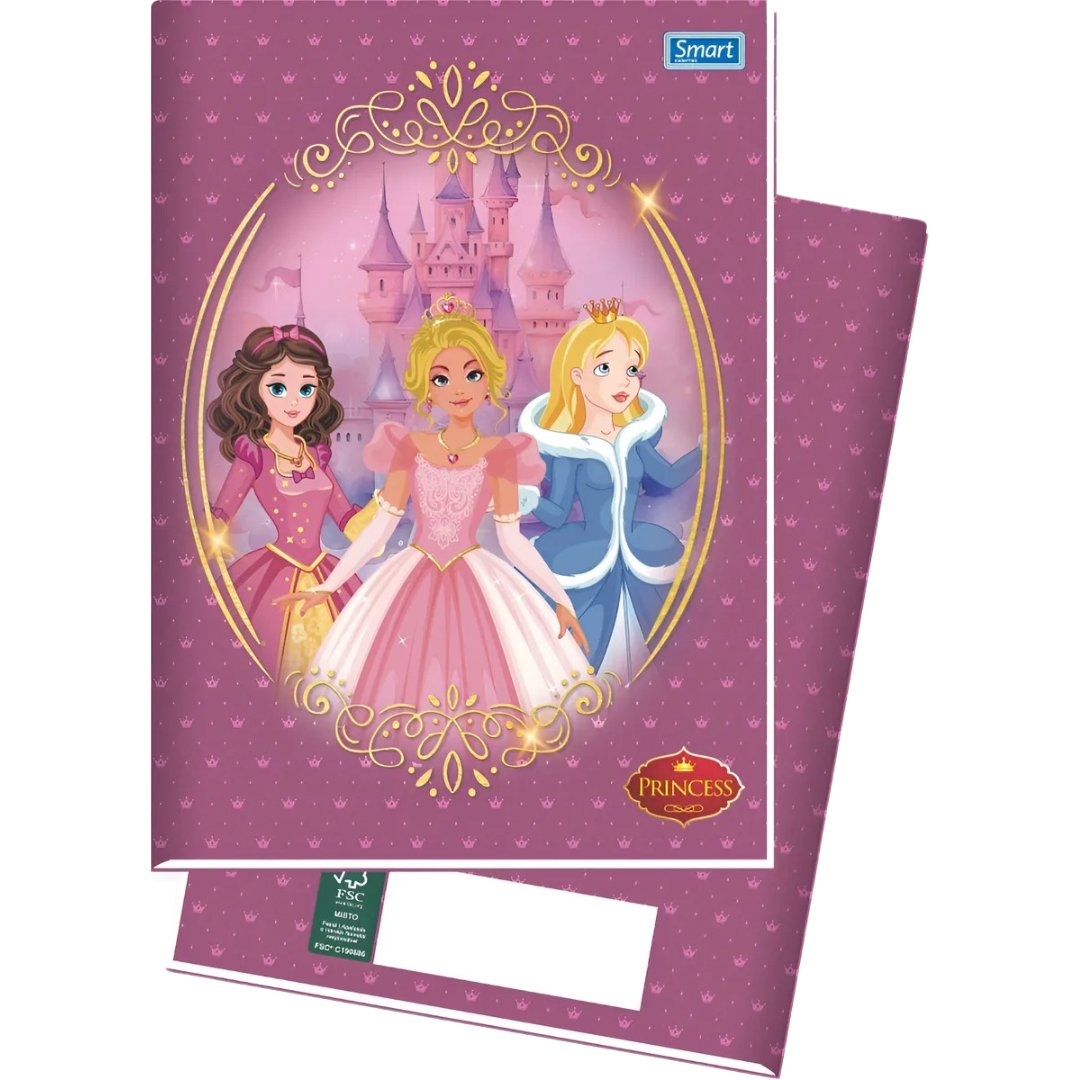 Caderno 1/4 Princess Brochura Capa Dura Smart