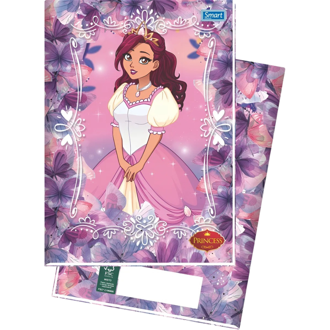 Caderno 1/4 Princess Brochura Capa Dura Smart