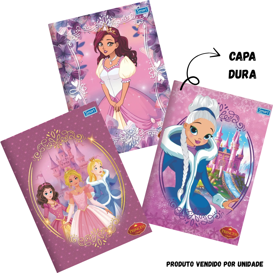 Caderno 1/4 Princess Brochura Capa Dura Smart