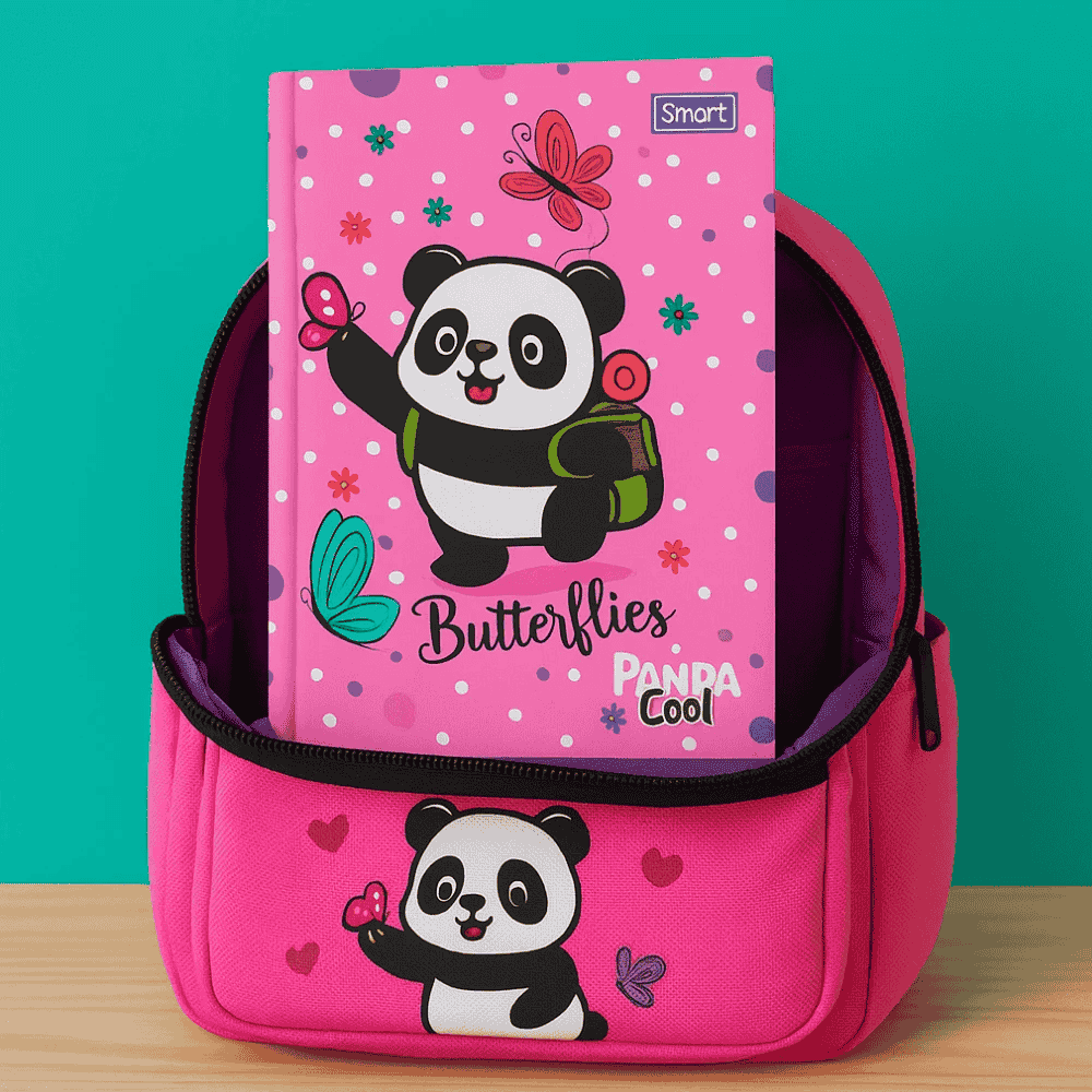 Caderno 1/4 Panda Brochura Cd 80 Folhas Smart