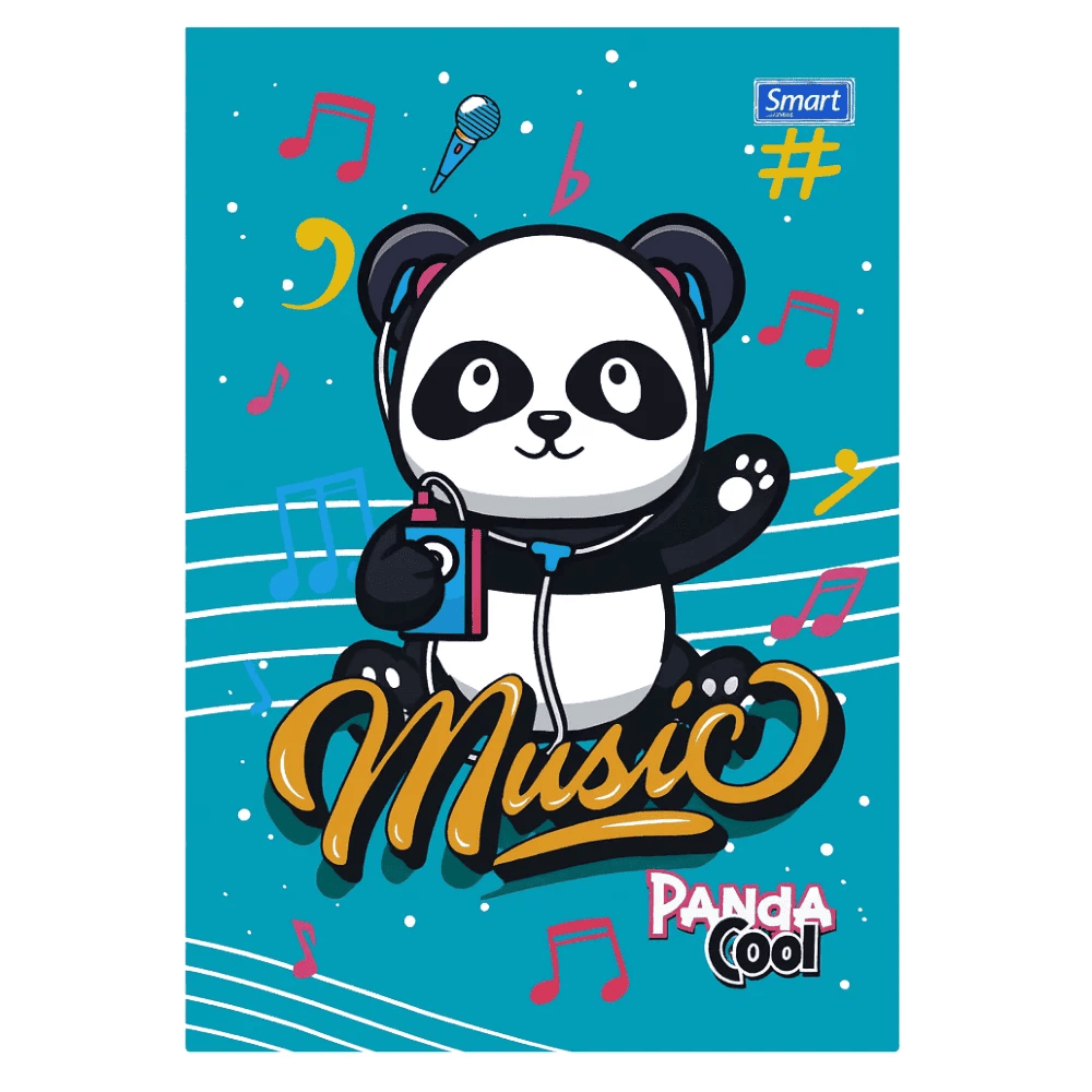 Caderno 1/4 Panda Brochura Cd 80 Folhas Smart