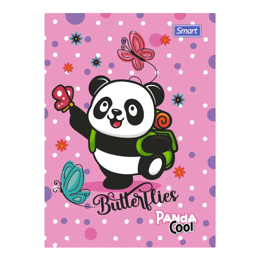 Caderno 1/4 Panda Brochura Cd 80 Folhas Smart