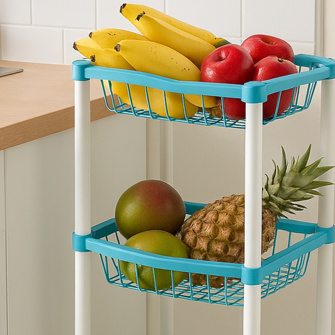 Fruteira Retangular Com 3 Andares Color Injeplastec