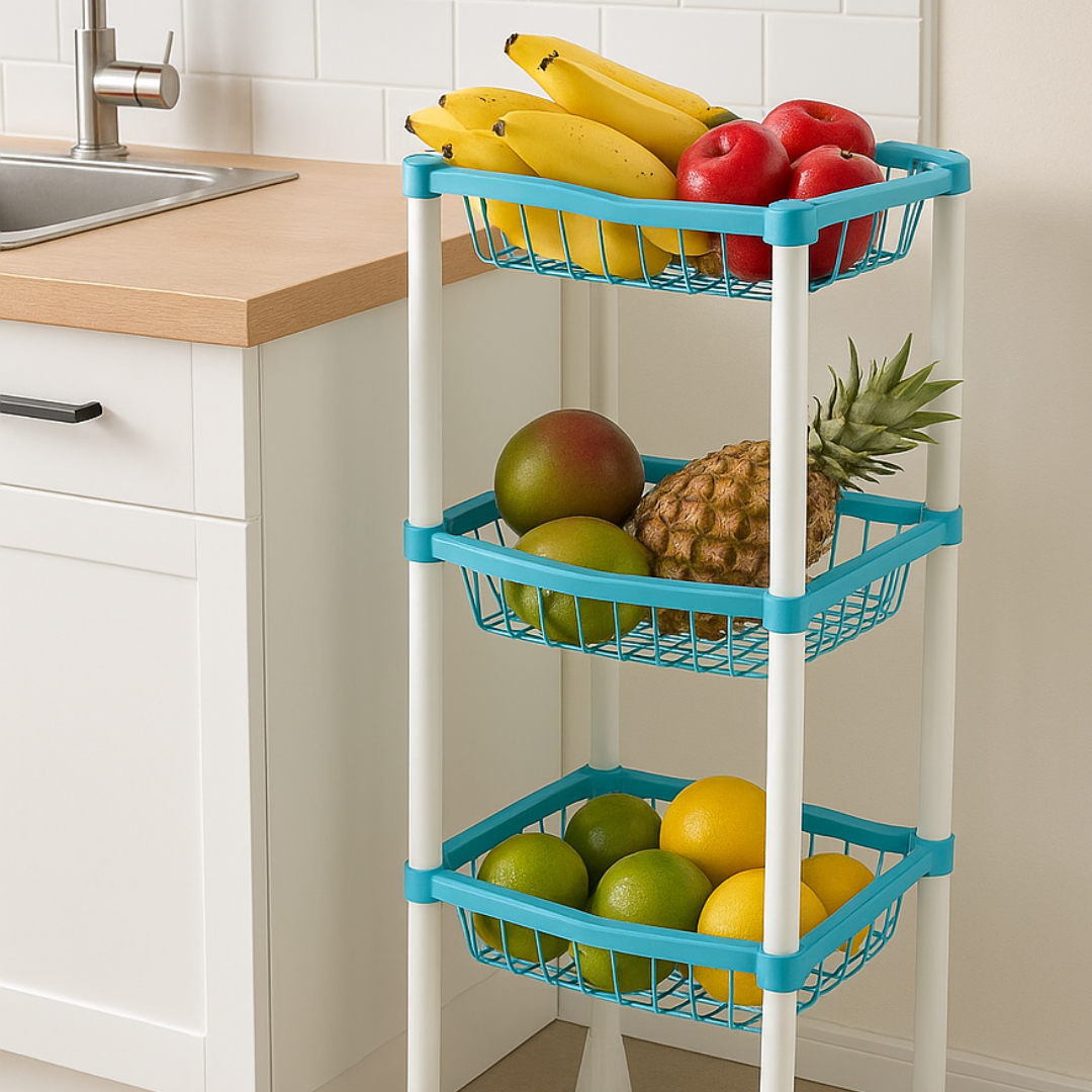 Fruteira Retangular Com 3 Andares Color Injeplastec