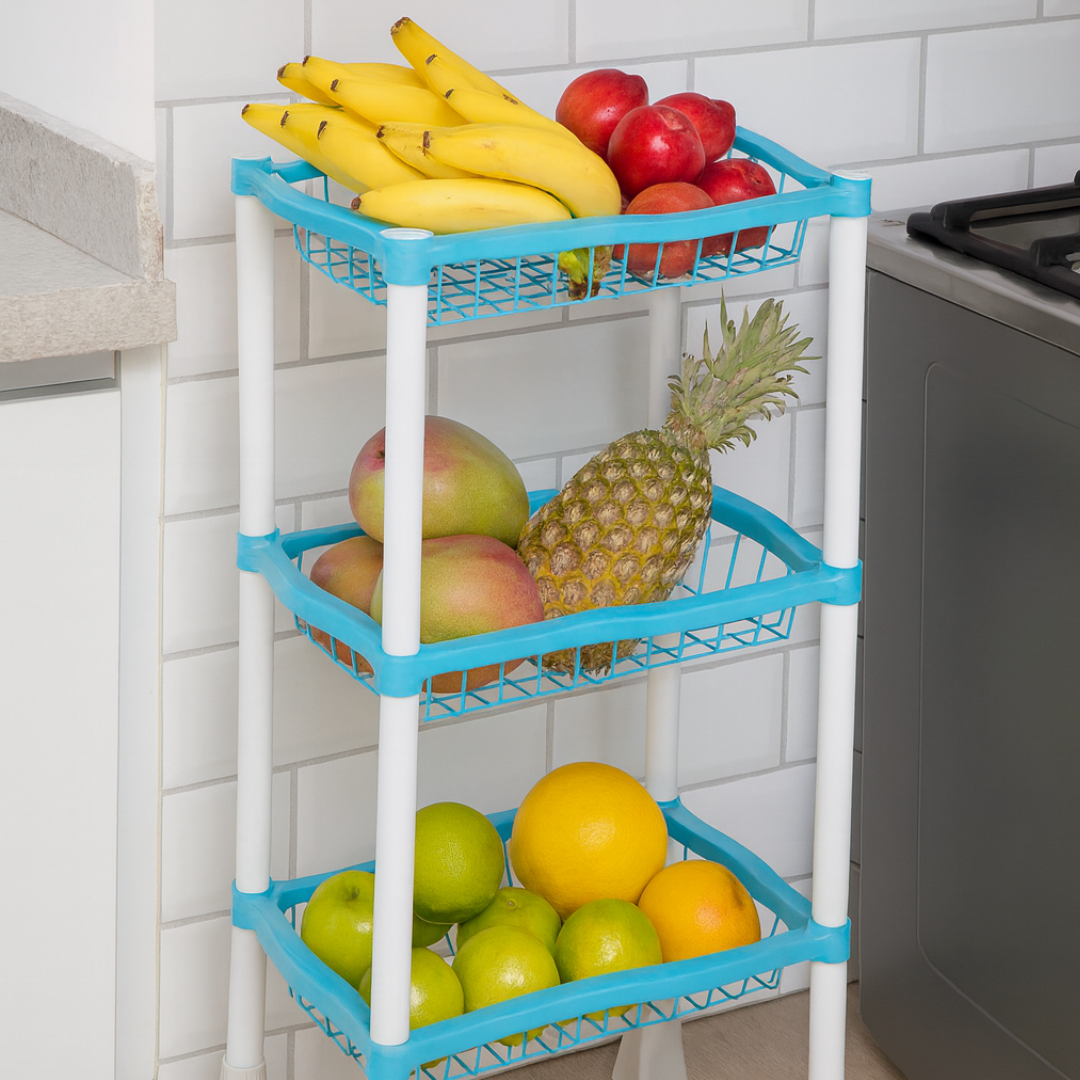Fruteira Retangular Com 3 Andares Color Injeplastec